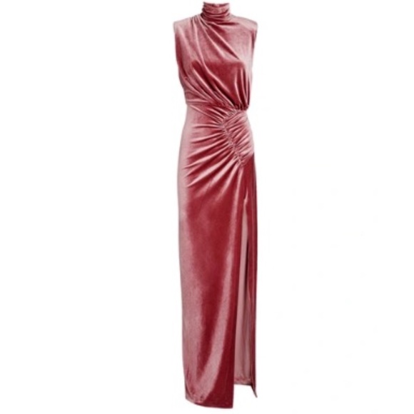 Ronny Kobo Collection Dresses & Skirts - RONNY KOBO BILLIE HIGH NECK VELVET MAXI DRESS IN BLUSH